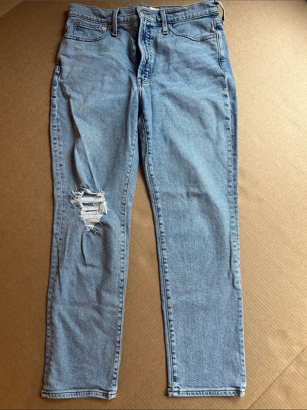 Madewell the Prefect Vintage Jean Light Blue high rise Distressed Straight-Leg